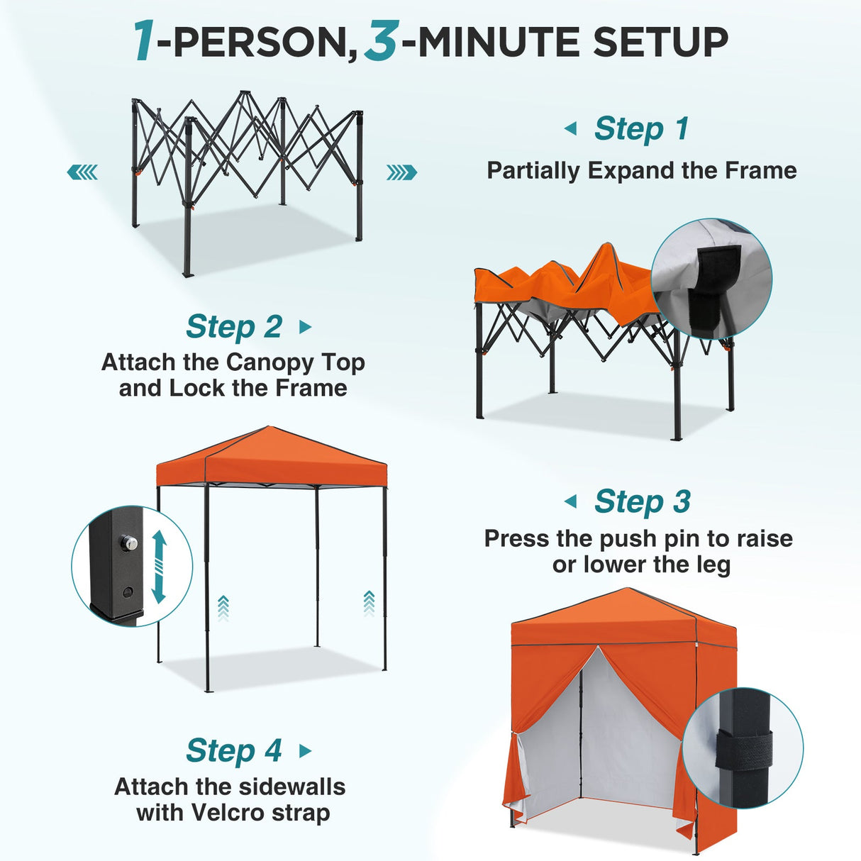 6x4 Instant Pop Up Canopy Tent with 4 Side Wall Panels - Eagle Peak®