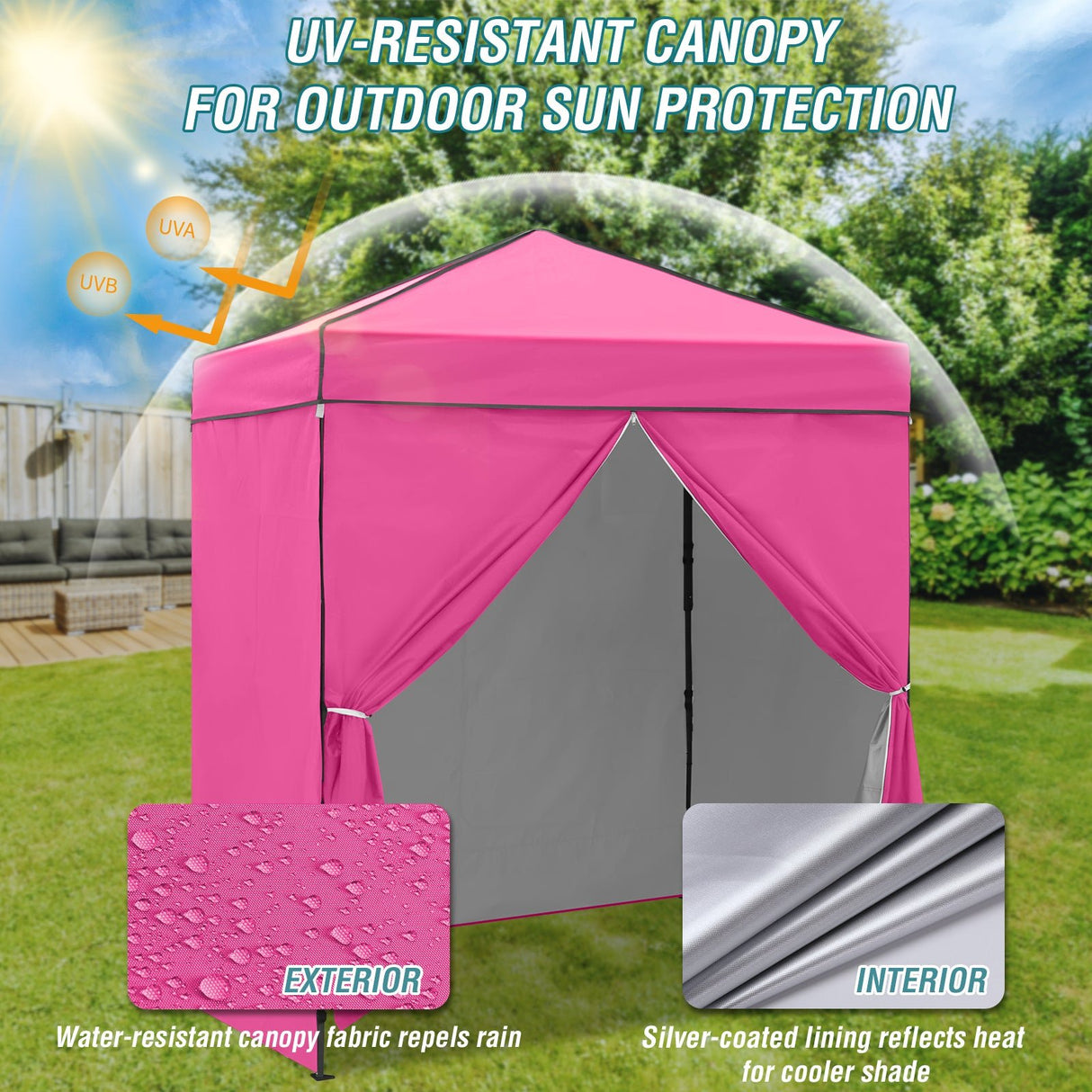 6x4 Instant Pop Up Canopy Tent with 4 Side Wall Panels - Eagle Peak