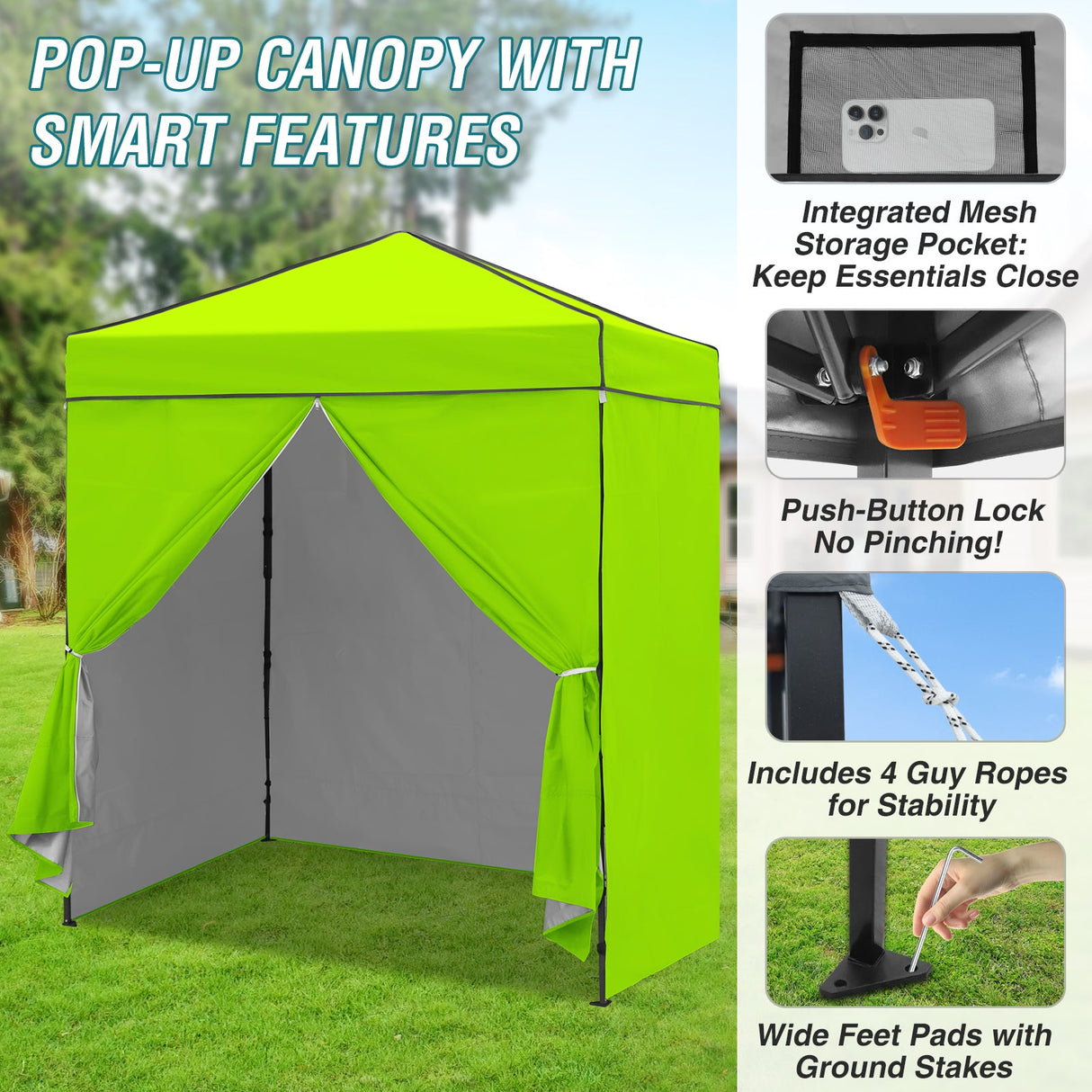 6x4 Instant Pop Up Canopy Tent with 4 Side Wall Panels - Eagle Peak Custom Canopy Tent