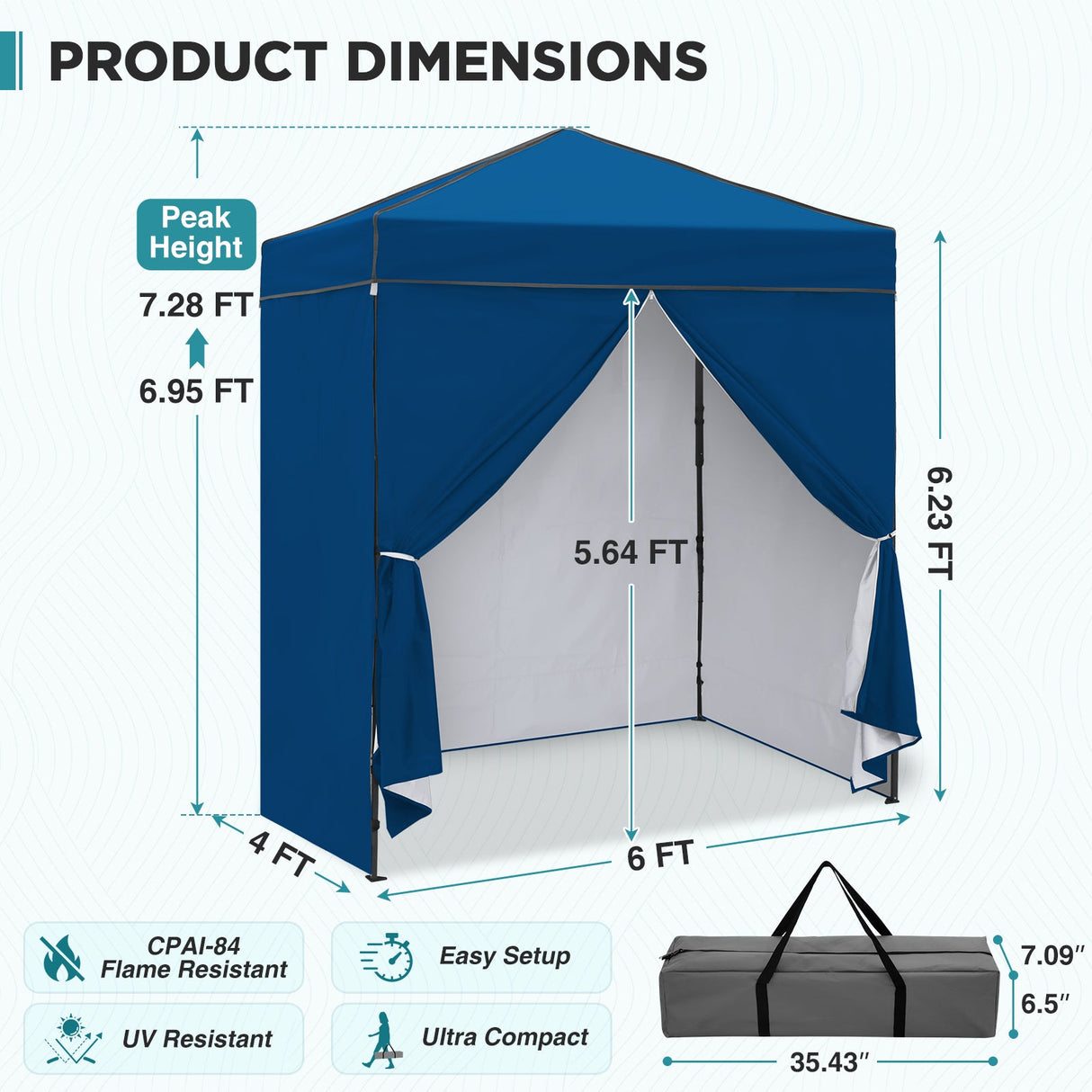 6x4 Instant Pop Up Canopy Tent with 4 Side Wall Panels - Eagle Peak®