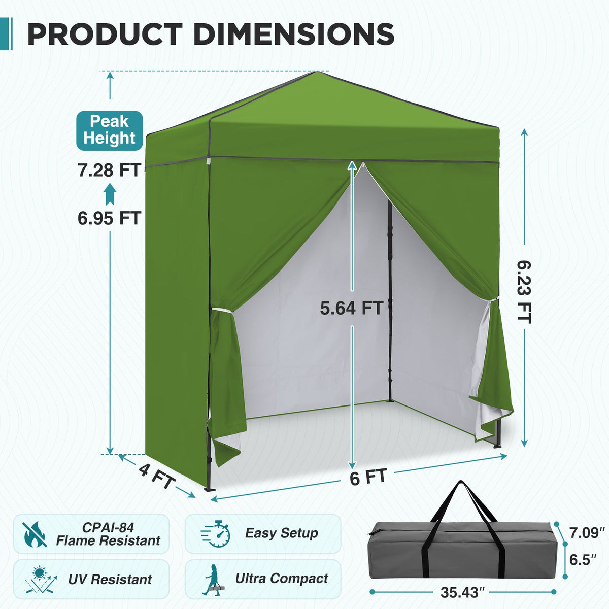 6x4 Instant Pop Up Canopy Tent with 4 Sidewalls - Eagle Peak®