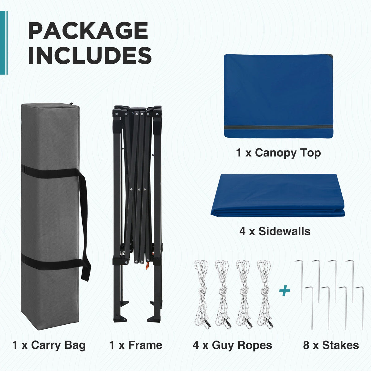 6x4 Instant Pop Up Canopy Tent with 4 Sidewalls - Eagle Peak®