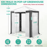6X4 Replacement Top cover of Walk in Greenhouse with Polyester Reinforced Corners - Eagle Peak Custom Canopy Tent