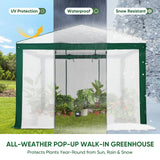 6x4/12x8/10x10 Portable Walk in Greenhouse with Polyester Reinforced Corners, Gray/White, Green/White - Eagle Peak Custom Canopy Tent