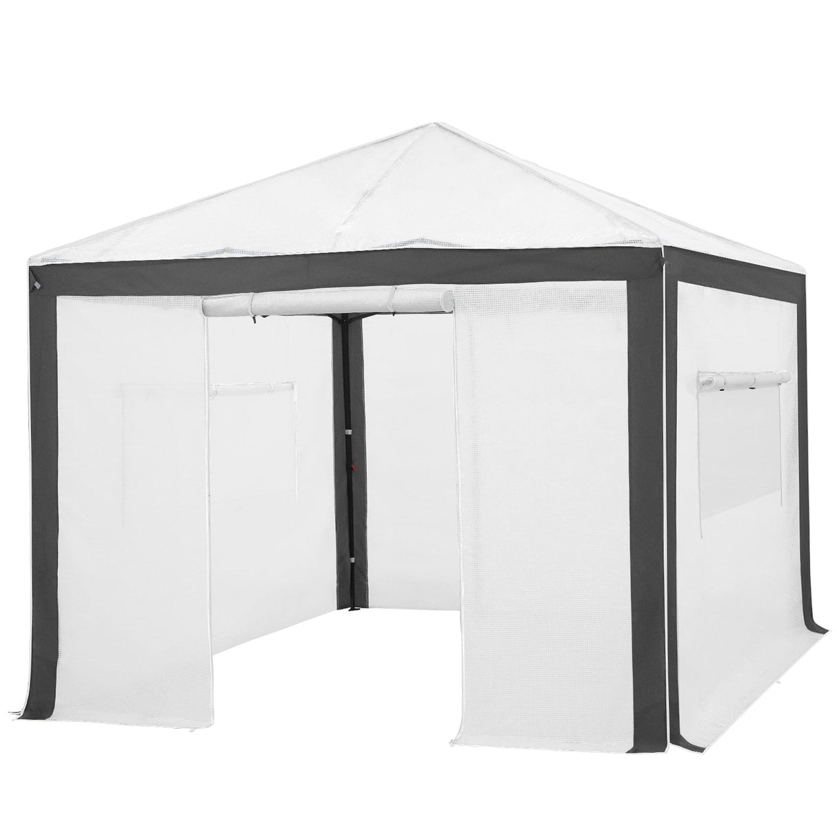 6x4/12x8/10x10 Portable Walk in Greenhouse with Polyester Reinforced Corners, Gray/White, Green/White - Eagle Peak Custom Canopy Tent