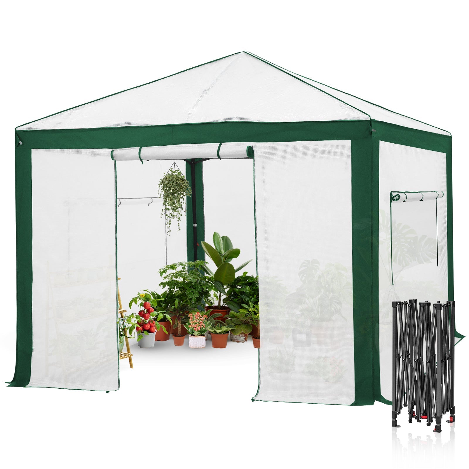 6×4/8×6/10×10 Portable Walk in Greenhouse with Polyester Reinforced Co
