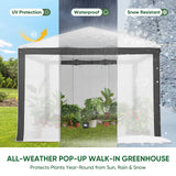 6x4/12x8/10x10 Portable Walk in Greenhouse with Polyester Reinforced Corners, Gray/White, Green/White - Eagle Peak Custom Canopy Tent
