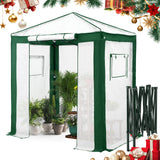 6x4/8x6/10x10 Portable Walk in Greenhouse with Polyester Reinforced Corners, Gray/White, Green/White - Eagle Peak Custom Canopy Tent