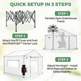 6x6/ 6x8/ 8x8/ 10x10 Pop Up Walk In Greenhouse, Easy Setup, Gable Roof - Eagle Peak®