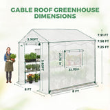6x6/ 6x8/ 8x8/ 10x10 Pop Up Walk In Greenhouse, Easy Setup, Gable Roof - Eagle Peak®