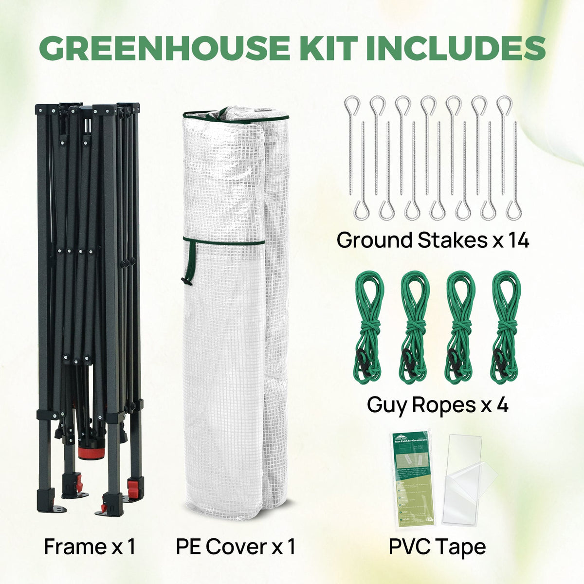 6x6/ 6x8/ 8x8/ 10x10 Pop Up Walk In Greenhouse, Easy Setup, Gable Roof - Eagle Peak®