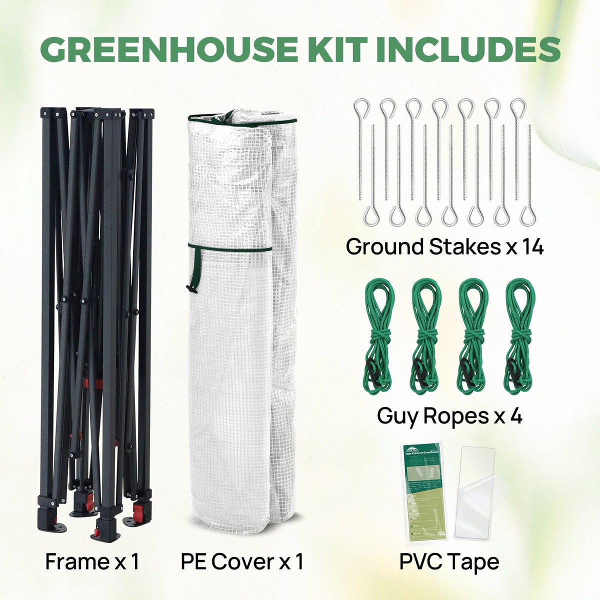 6x6/ 6x8/ 8x8/ 10x10 Pop Up Walk In Greenhouse, Easy Setup, Gable Roof - Eagle Peak®