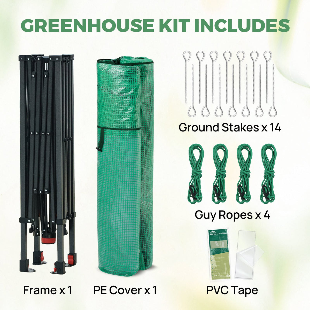 6x6/ 6x8/ 8x8/ 10x10 Pop Up Walk In Greenhouse, Easy Setup, Gable Roof - Eagle Peak®