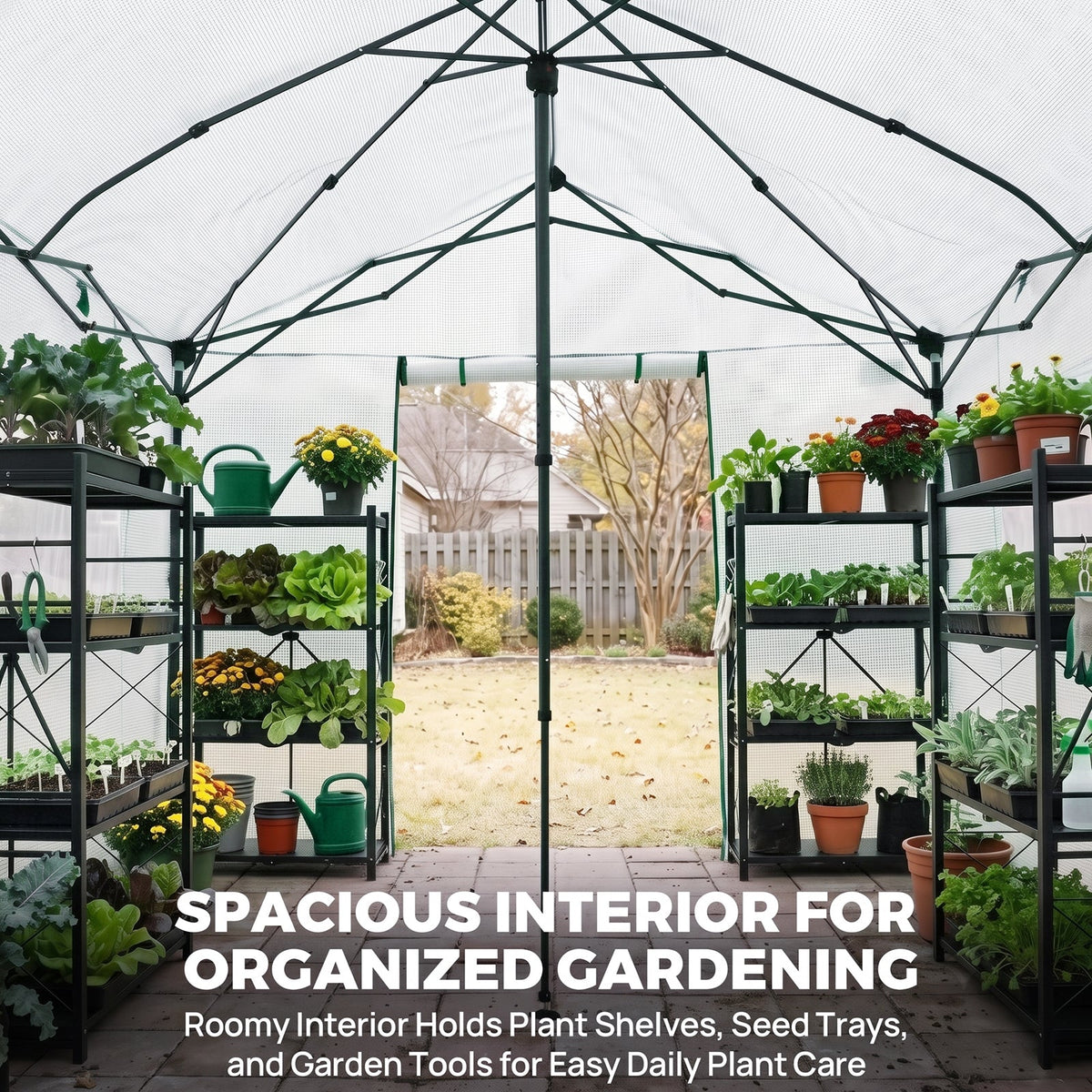 6x6/ 6x8/ 8x8/ 10x10 Pop Up Walk In Greenhouse, Easy Setup, Gable Roof - Eagle Peak®