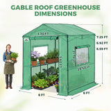 6x6/ 6x8/ 8x8/ 10x10 Pop Up Walk In Greenhouse, Easy Setup, Gable Roof - Eagle Peak®