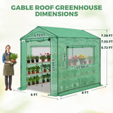 6x6/ 6x8/ 8x8/ 10x10 Pop Up Walk In Greenhouse, Easy Setup, Gable Roof - Eagle Peak®