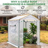 6x6/ 6x8/ 8x8/ 10x10 Pop Up Walk In Greenhouse, Easy Setup, Gable Roof - Eagle Peak®