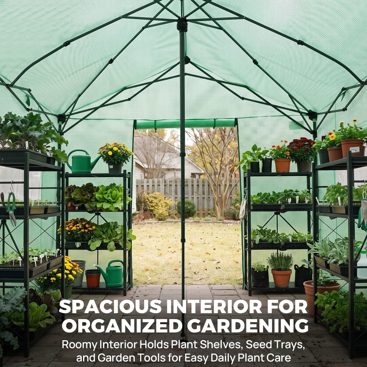 6x6/ 6x8/ 8x8/ 10x10 Pop Up Walk In Greenhouse, Easy Setup, Gable Roof - Eagle Peak®