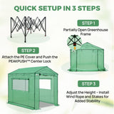 6x6/ 6x8/ 8x8/ 10x10 Pop Up Walk In Greenhouse, Easy Setup, Gable Roof - Eagle Peak®
