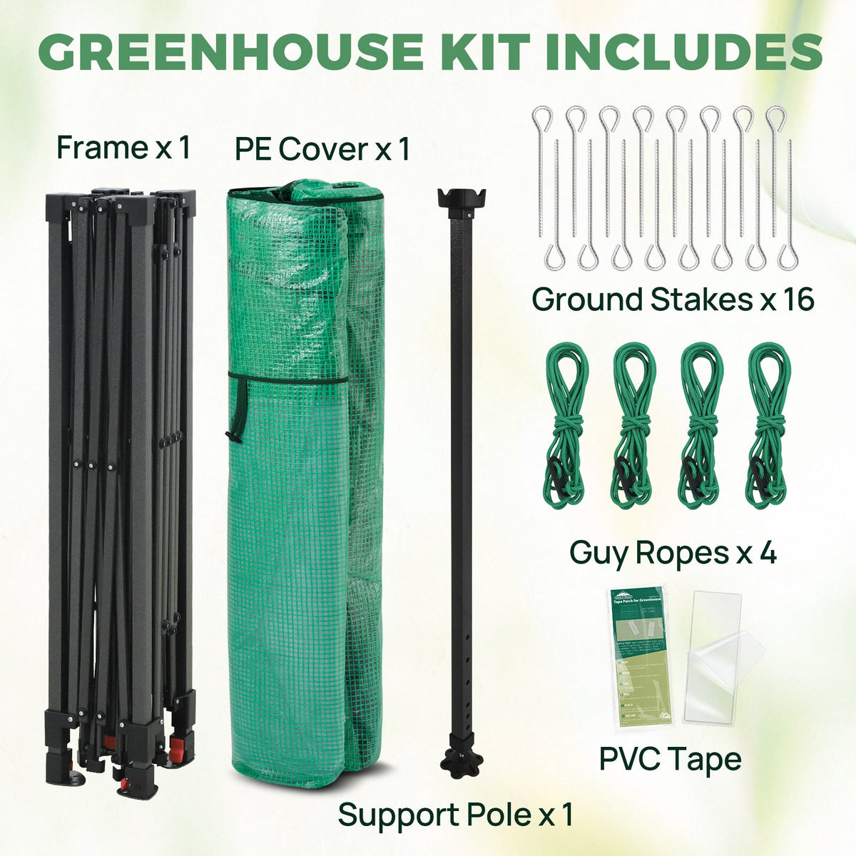 6x6/ 6x8/ 8x8/ 10x10 Pop Up Walk In Greenhouse, Easy Setup, Gable Roof - Eagle Peak®