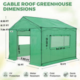 6x6/ 6x8/ 8x8/ 10x10 Pop Up Walk In Greenhouse, Easy Setup, Gable Roof - Eagle Peak®