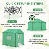 6x6/ 6x8/ 8x8/ 10x10 Pop Up Walk In Greenhouse, Easy Setup, Gable Roof - Eagle Peak®