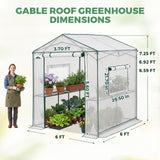 6x6/ 6x8/ 8x8/ 10x10 Pop Up Walk In Greenhouse, Easy Setup, Gable Roof - Eagle Peak®