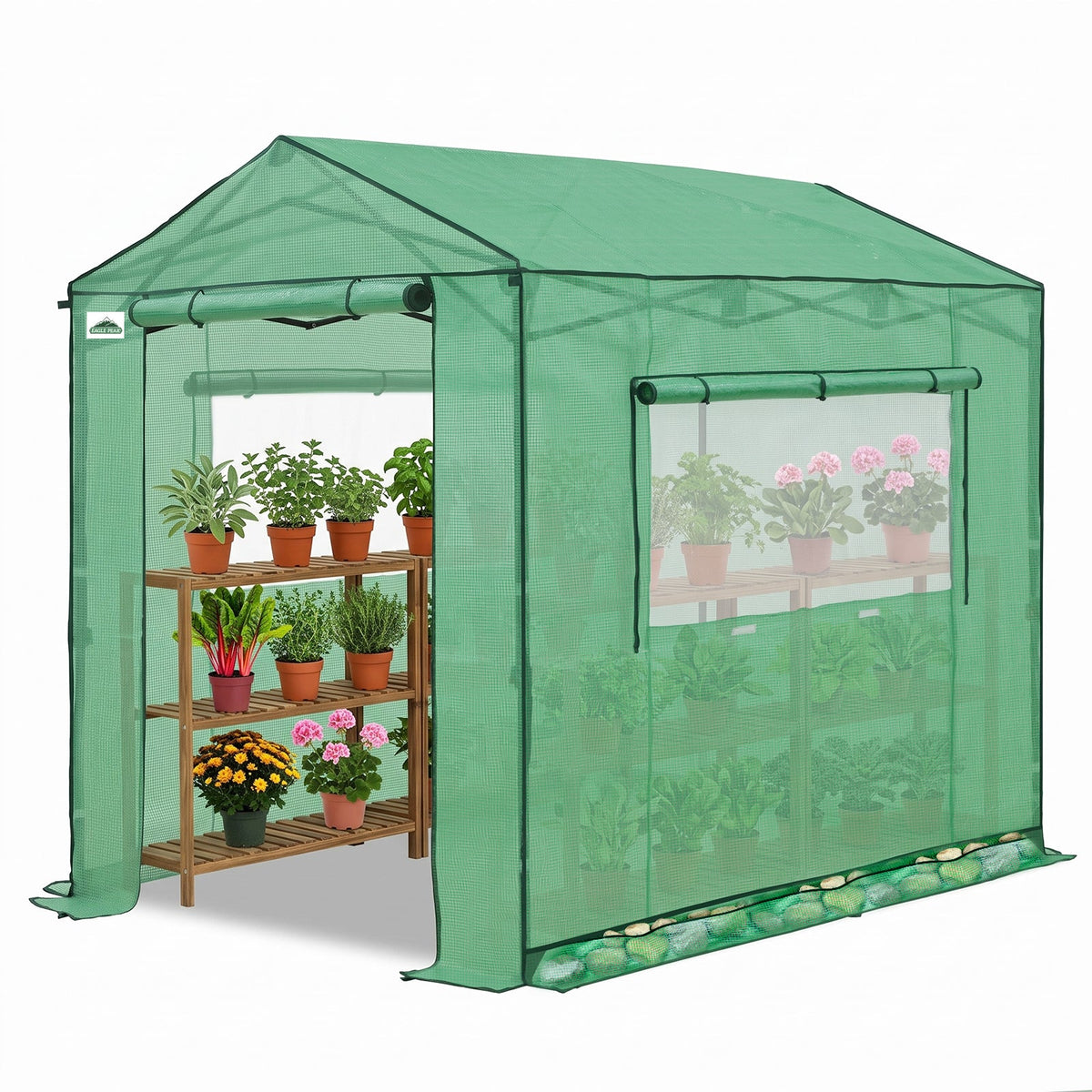 6x6/ 6x8/ 8x8/ 10x10 Pop Up Walk In Greenhouse, Easy Setup, Gable Roof - Eagle Peak®