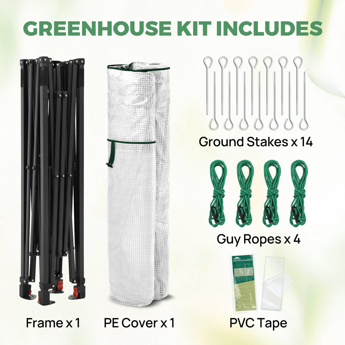 6x6/ 6x8/ 8x8/ 10x10 Pop Up Walk In Greenhouse, Easy Setup, Gable Roof - Eagle Peak®