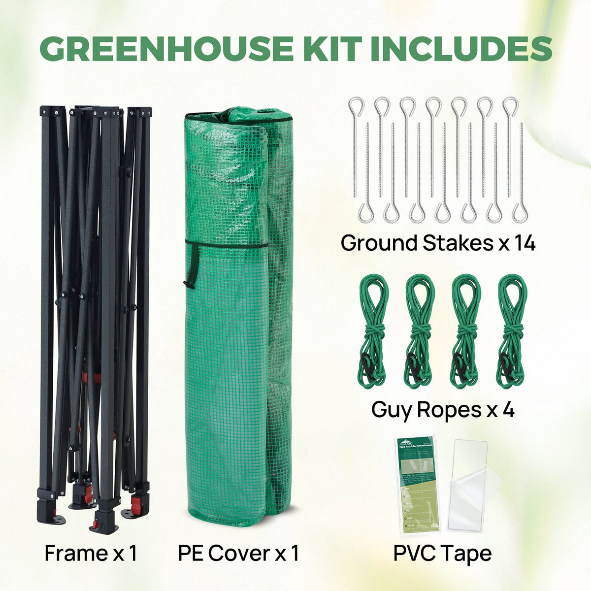 6x6/ 6x8/ 8x8/ 10x10 Pop Up Walk In Greenhouse, Easy Setup, Gable Roof - Eagle Peak®