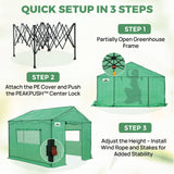 6x6/ 6x8/ 8x8/ 10x10 Pop Up Walk In Greenhouse, Easy Setup, Gable Roof - Eagle Peak®