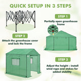 6x6/ 8x8/ 10x10 Portable Pop Up Greenhouse, Patented Center Lock with Gable Roof - Eagle Peak