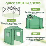 6x6/ 8x8/ 10x10 Portable Pop Up Greenhouse, Patented Center Lock with Gable Roof - Eagle Peak