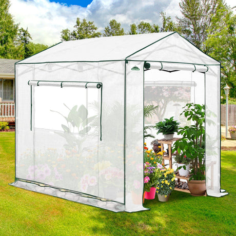6x6/ 8x8/ 10x10 Portable Pop Up Greenhouse, Patented Center Lock with Gable Roof - Eagle Peak®