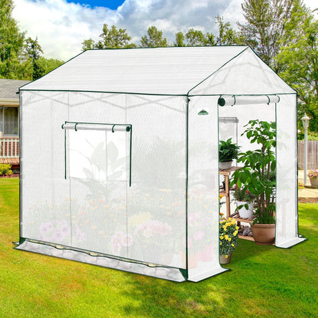 6x6/ 8x8/ 10x10 Portable Pop Up Greenhouse, Patented Center Lock with Gable Roof - Eagle Peak®