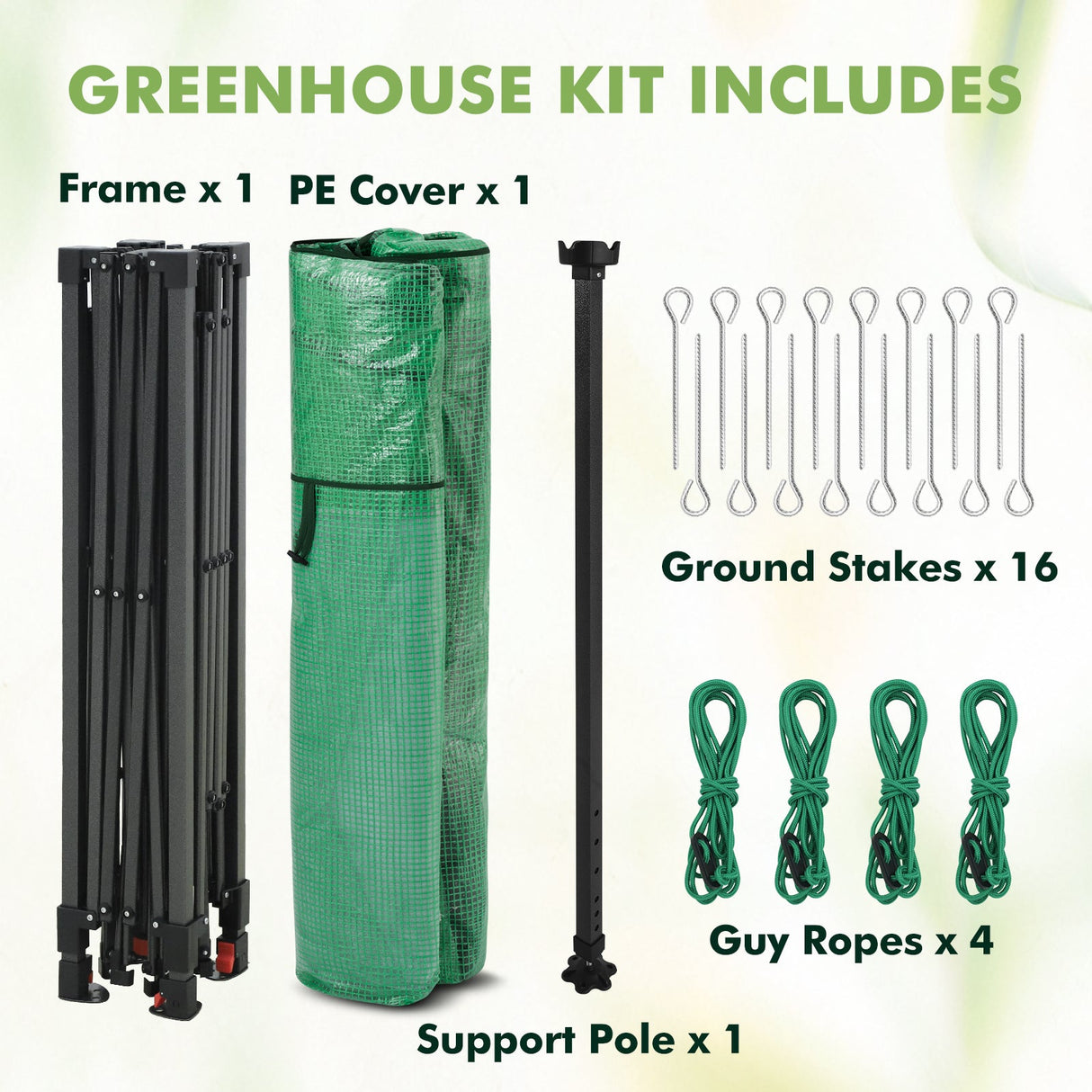 6x6/ 8x8/ 10x10 Portable Pop Up Greenhouse, Patented Center Lock with Gable Roof - Eagle Peak