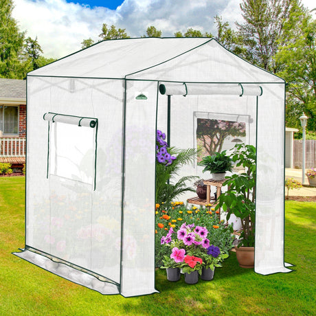 6x6/ 8x8/ 10x10 Portable Pop Up Greenhouse, Patented Center Lock with Gable Roof - Eagle Peak®
