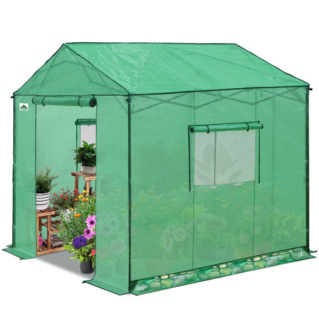 6x6/ 8x8/ 10x10 Portable Pop Up Greenhouse, Patented Center Lock with Gable Roof - Eagle Peak Custom Canopy Tent