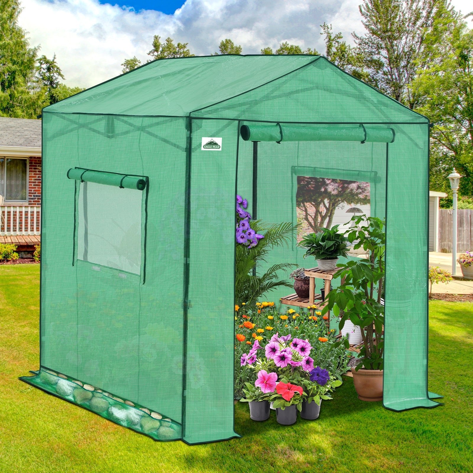 6x6/ 8x8/ 10x10 Portable Pop Up Greenhouse, Patented Center Lock