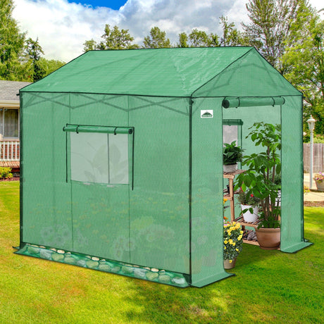 6x6/ 8x8/ 10x10 Portable Pop Up Greenhouse, Patented Center Lock with Gable Roof - Eagle Peak®