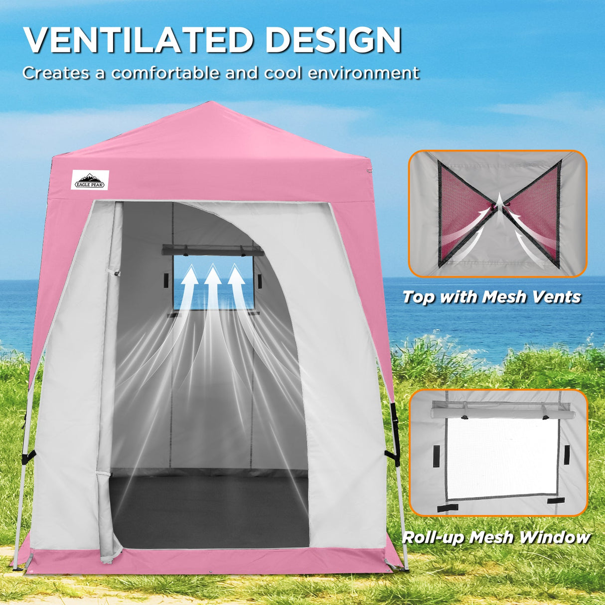 6x6 Pop Up Privacy Tent with Ground Mat - Eagle Peak Custom Canopy Tent