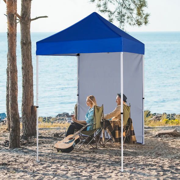 EAGLE PEAK Straight Leg Outdoor Portable Canopy Tent with One Removable Sunwall 5x5 ft, Carry Bag Included