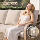 Modern Wicker Outdoor Patio 3 Seat Sofa, Brown/Gray