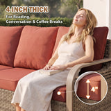 Modern Wicker Outdoor Patio 3 Seat Sofa, Brown/Gray