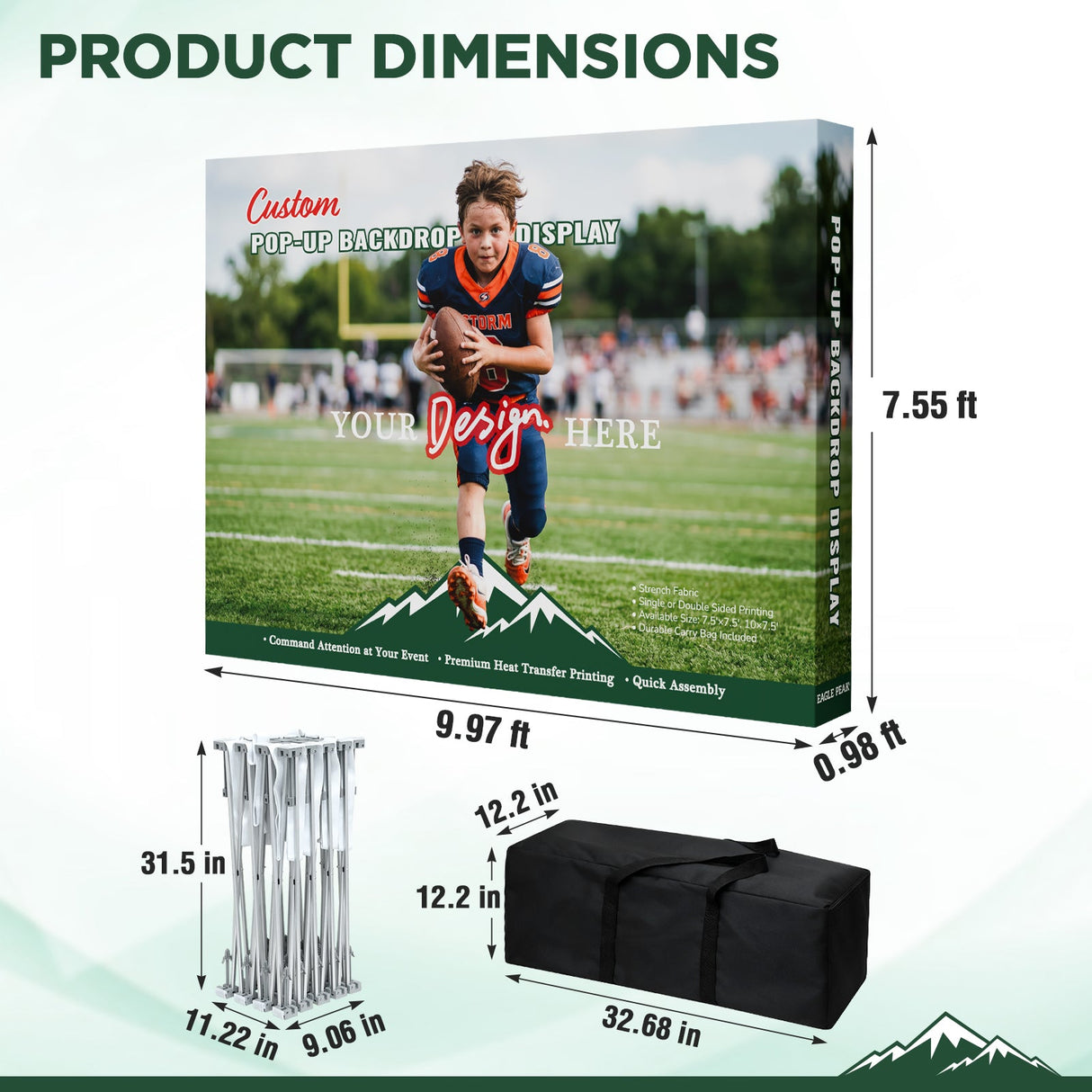 7.5x7.5 FT/7.5x10 FT Pop Up Backdrop Display - Eagle Peak®