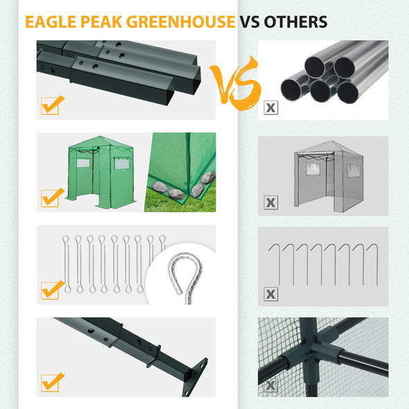EAGLE PEAK Easy Fast Setup Instant 6x4 Walk-in Indoor/Outdoor Greenhouse
