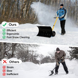 Wheeled Snow Shovel for Driveway 29”x16.5” Blade, Single/Dual Rod