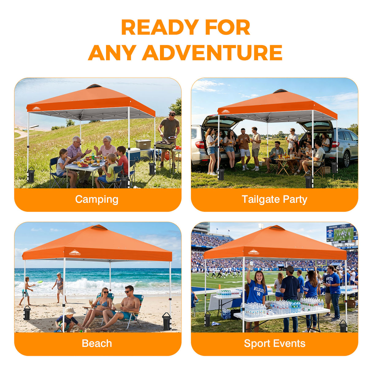 Easy Setup Straight Leg 10x10 Pop Up Canopy Tent w/ 100 sqft of Shade