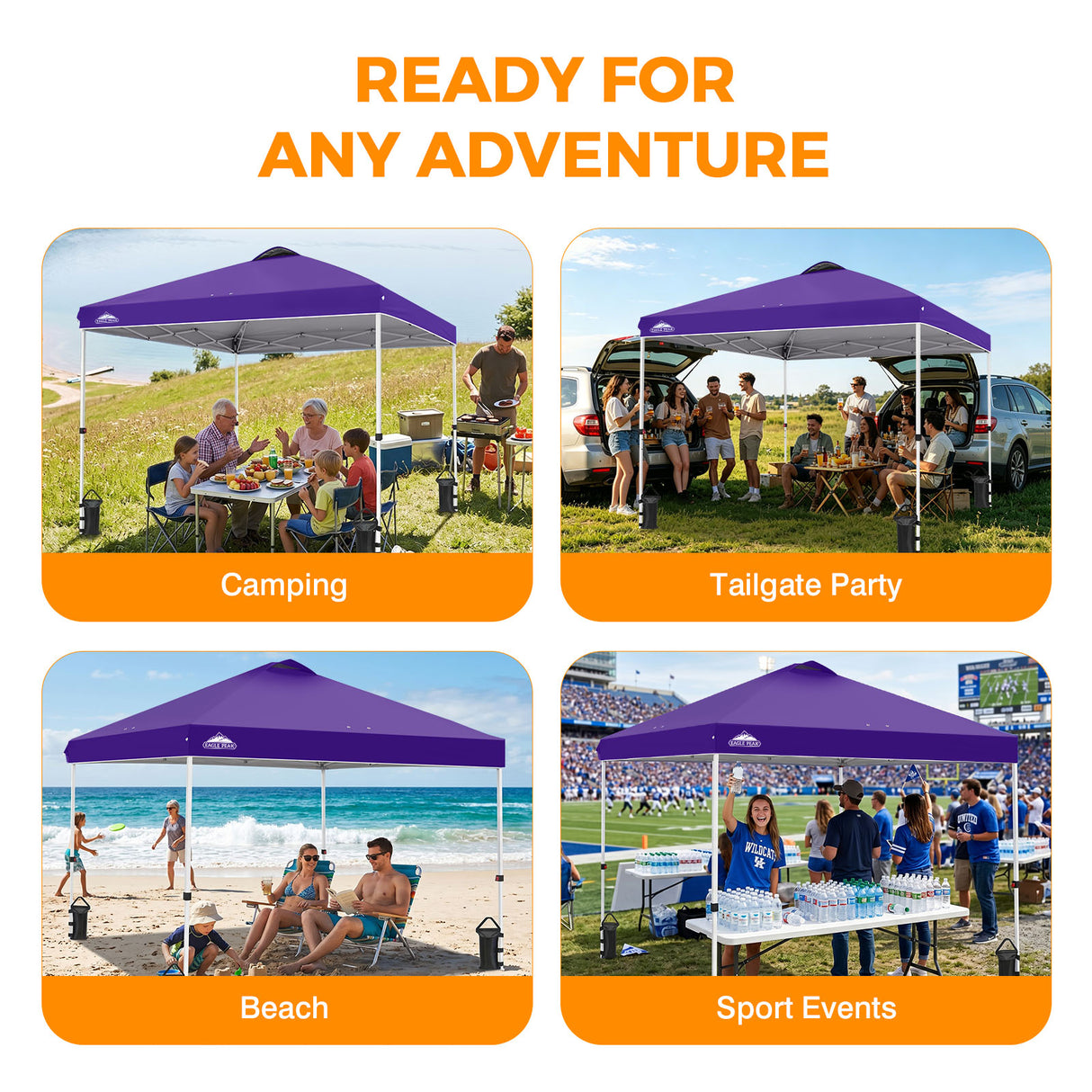 Easy Setup Straight Leg 10x10 Pop Up Canopy Tent w/ 100 sqft of Shade