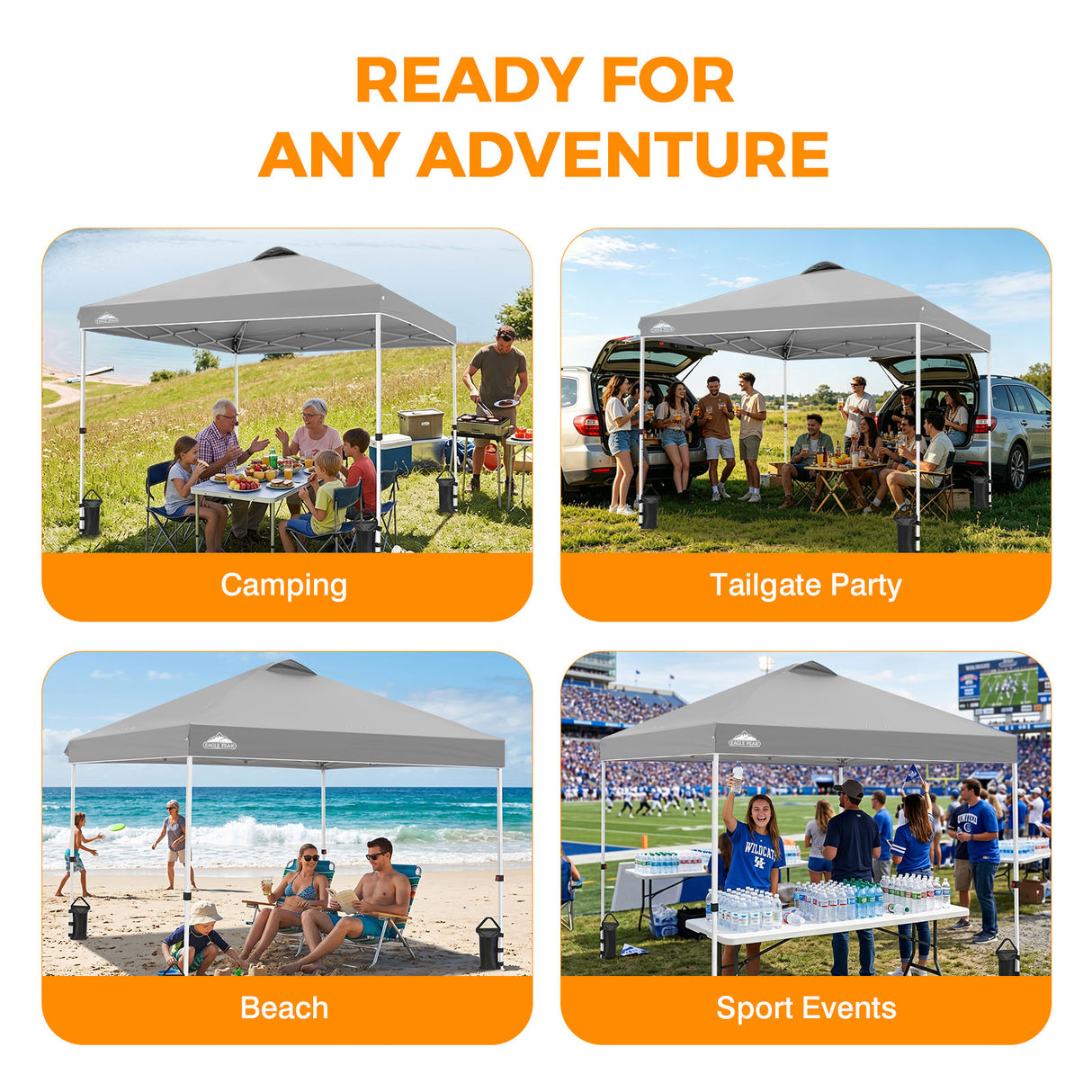 Easy Setup Straight Leg 10x10 Pop Up Canopy Tent w/ 100 sqft of Shade